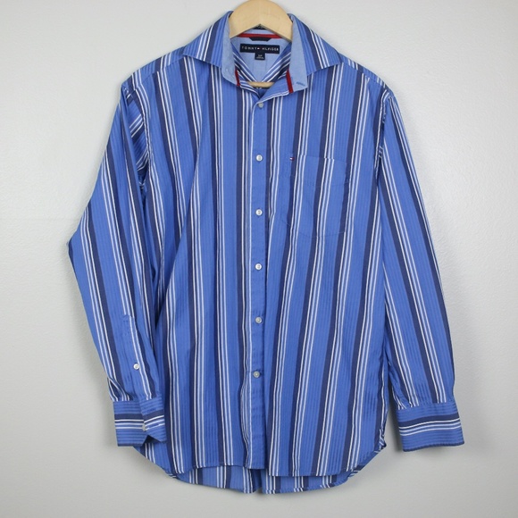 Tommy Hilfiger Blue Striped Button Down Shirt - Picture 1 of 3